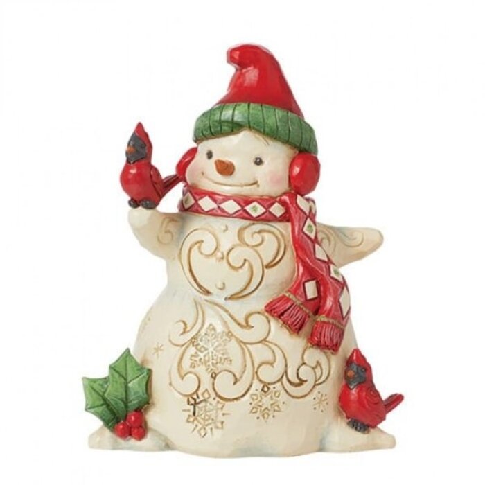 Heartwood Creek - Snowman with Earmuffs and Cardinal