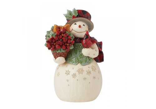 Heartwood Creek Snowman with Poinsettia Basket (PRE-ORDER) - Heartwood Creek