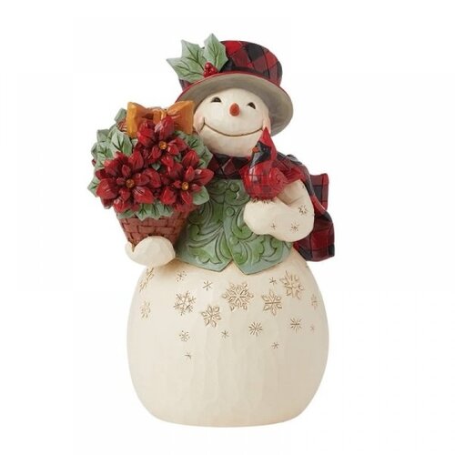 Snowman with Poinsettia Basket - Heartwood Creek 