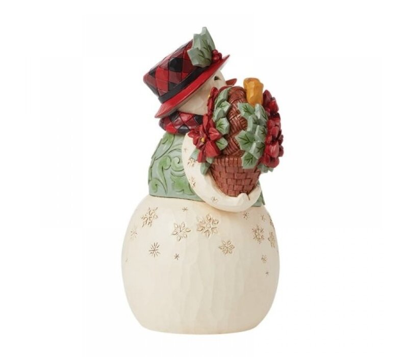 Heartwood Creek - Snowman with Poinsettia Basket (PRE-ORDER)