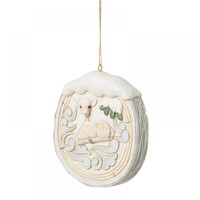 Heartwood Creek - White Woodland Birch Fawn Scene Hanging Ornament (PRE-ORDER)