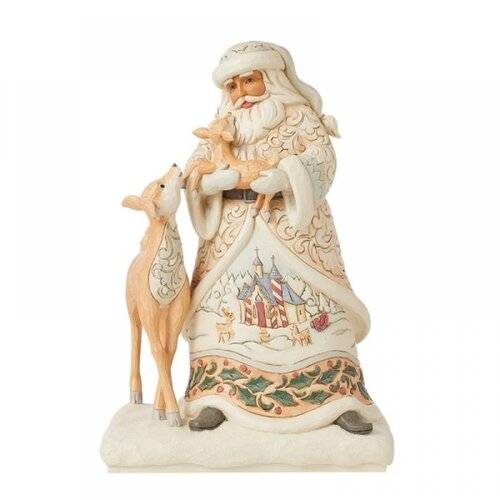 White Woodland Santa with Fawn and Deer - Heartwood Creek 