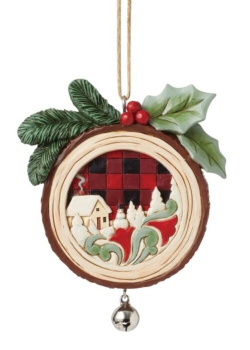 Heartwood Creek Woodslice Christmas Scene Hanging Ornament - Heartwood Creek