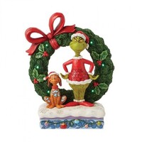 The Grinch by Jim Shore - Grinch & Max Light-Up Wreath (PRE-ORDER)