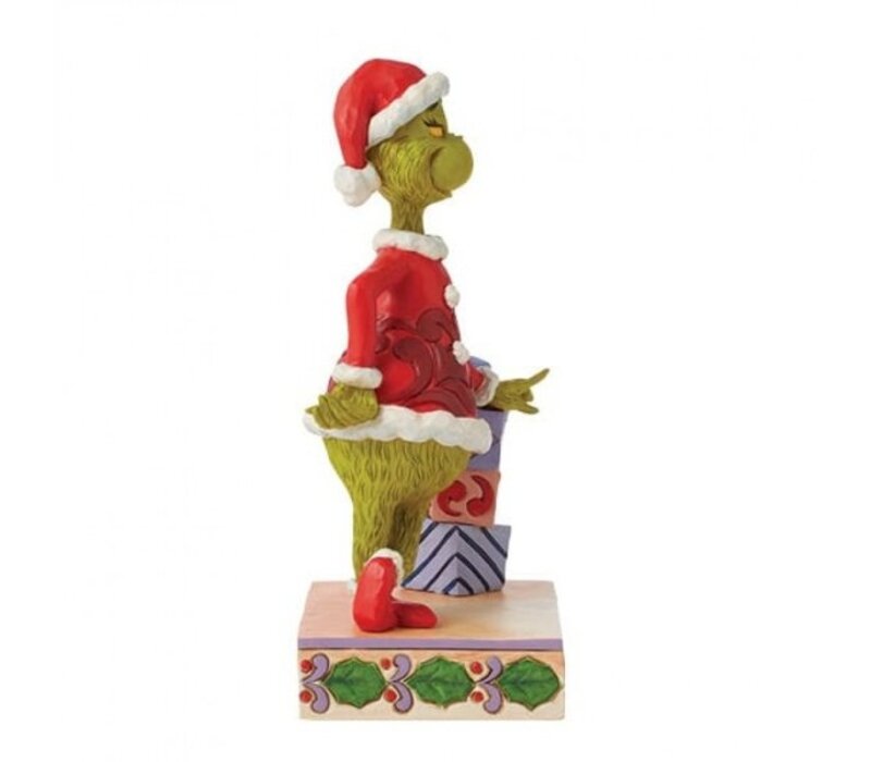 The Grinch by Jim Shore - Grinch Leaning on Stacked Gifts (PRE-ORDER)