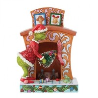 The Grinch by Jim Shore - Grinch Pushing Tree up Fireplace (PRE-ORDER)