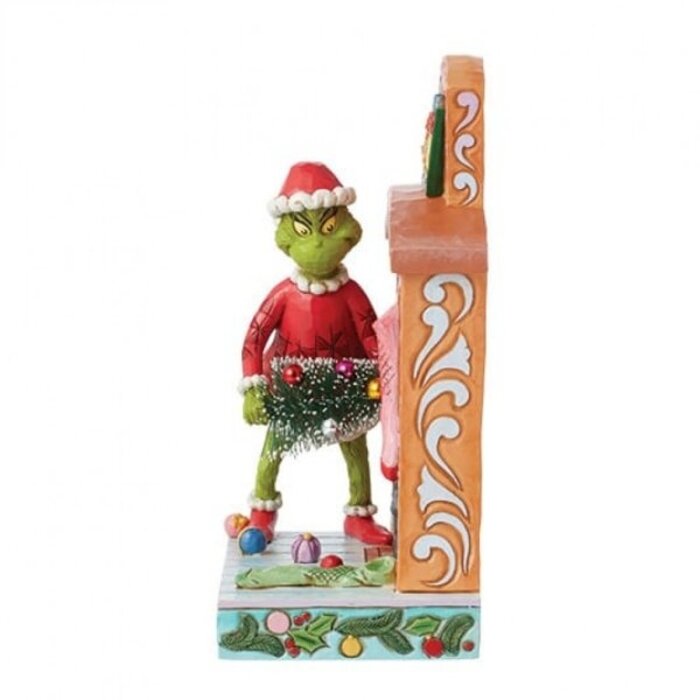 The Grinch by Jim Shore - Grinch Pushing Tree up Fireplace