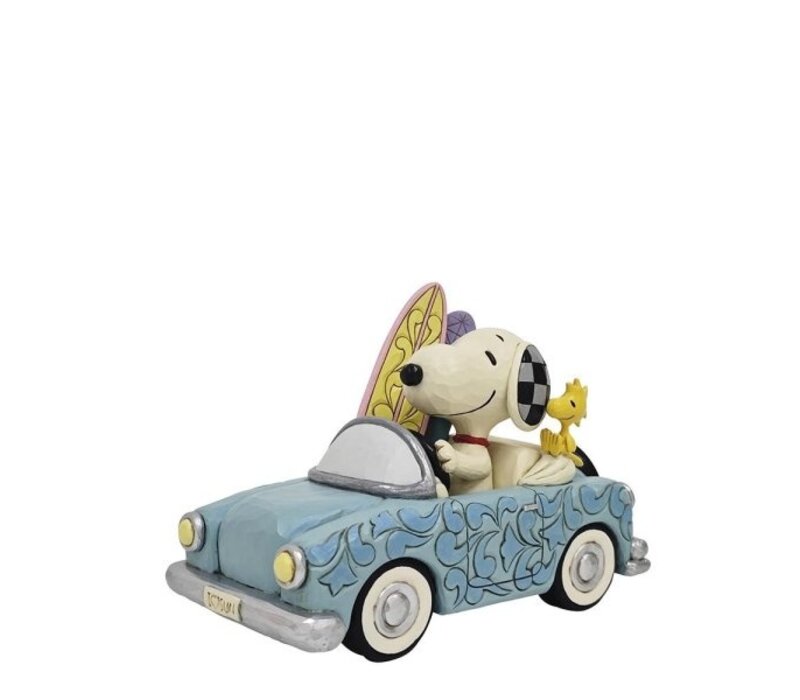 Peanuts by Jim Shore - Sunny Drives and Surfing Waves (Snoopy Surfboard Car)
