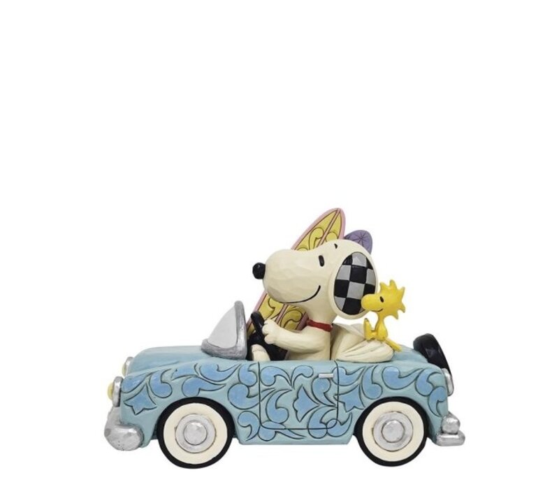Peanuts by Jim Shore - Sunny Drives and Surfing Waves (Snoopy Surfboard Car)