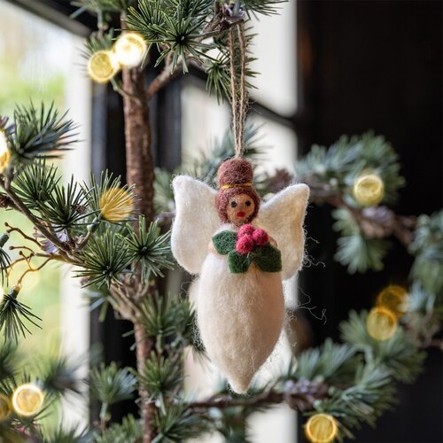 Hanger Engeltje Wit met Holly Berry (5x) - Sjaal met een Verhaal 