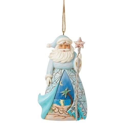 Santa with Star Fish Cane Hanging Ornament - Heartwood Creek 