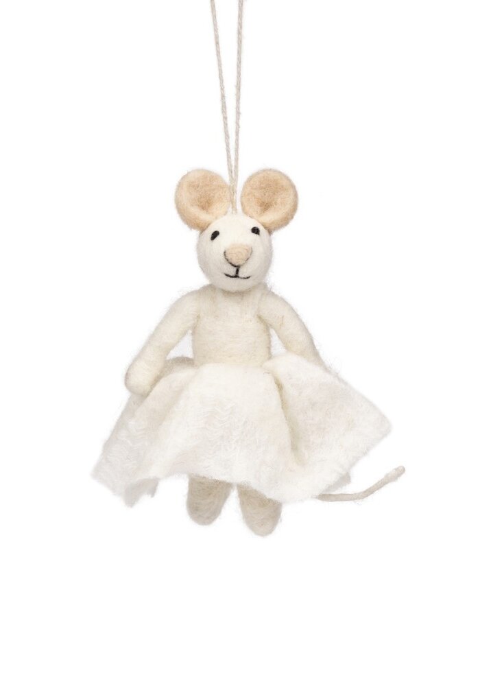 Sjaal met een Verhaal - Hanger Muis Ballerina Wit
