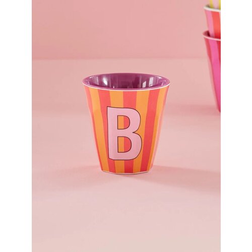 B - Medium Beker - Pinkish Stripes - Multicolor - rice 