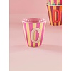 C - Medium Beker - Pinkish Stripes - Multicolor - rice