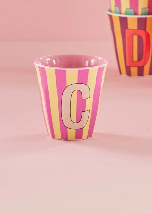 RICE C - Medium Beker - Pinkish Stripes - Multicolor - rice