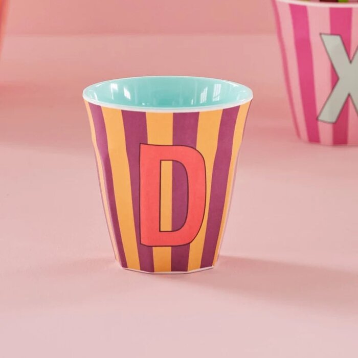 rice - D - Medium Beker - Pinkish Stripes - Multicolor