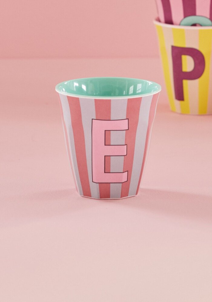 rice - E - Medium Beker - Pinkish Stripes - Multicolor