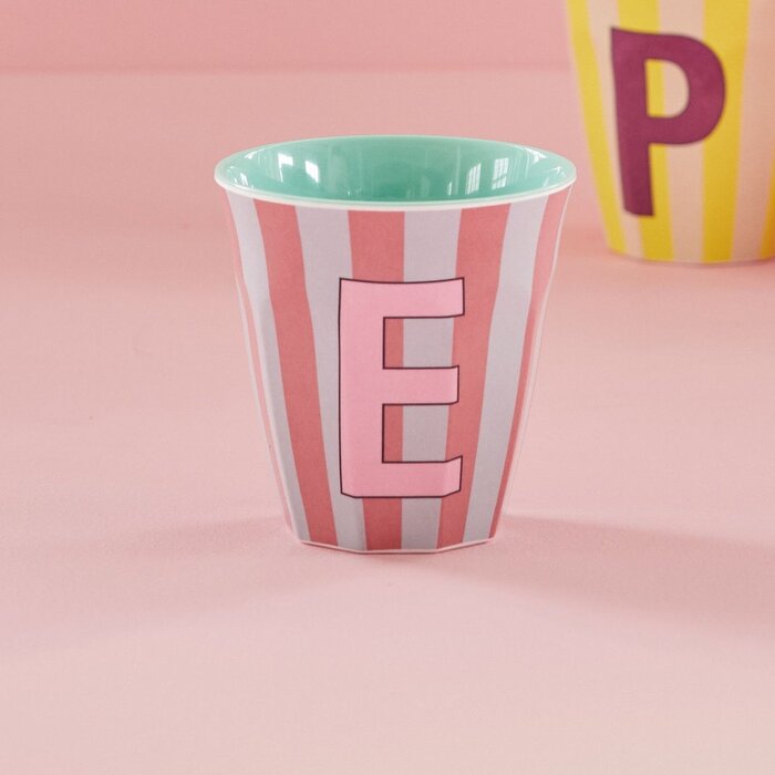 RICE E - Medium Beker - Pinkish Stripes - Multicolor - rice