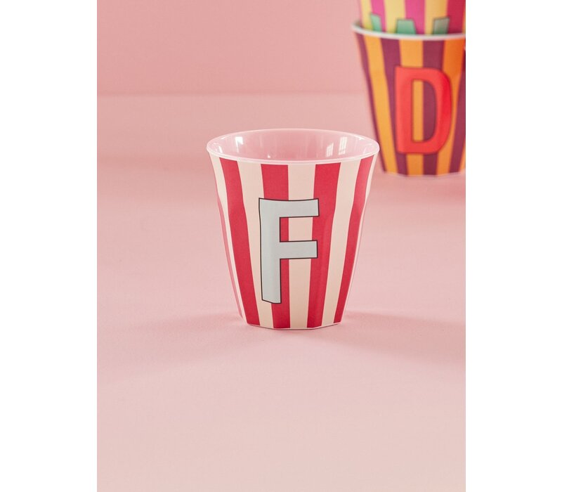 rice - F - Medium Beker - Pinkish Stripes - Multicolor