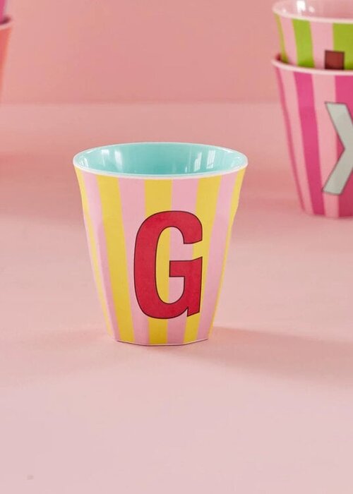 RICE G - Medium Beker - Pinkish Stripes - Multicolor - rice