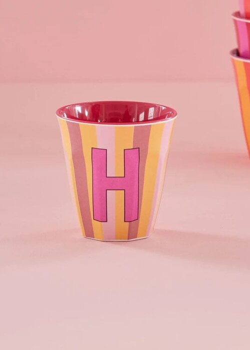 RICE H - Medium Beker - Pinkish Stripes - Multicolor - rice
