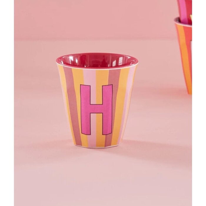 rice - H - Medium Beker - Pinkish Stripes - Multicolor