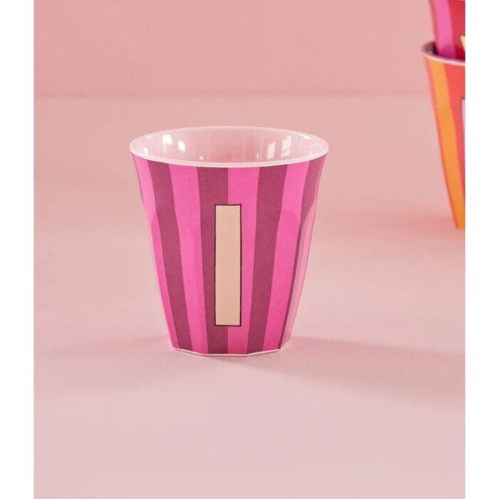 rice - I - Medium Beker - Pinkish Stripes - Multicolor