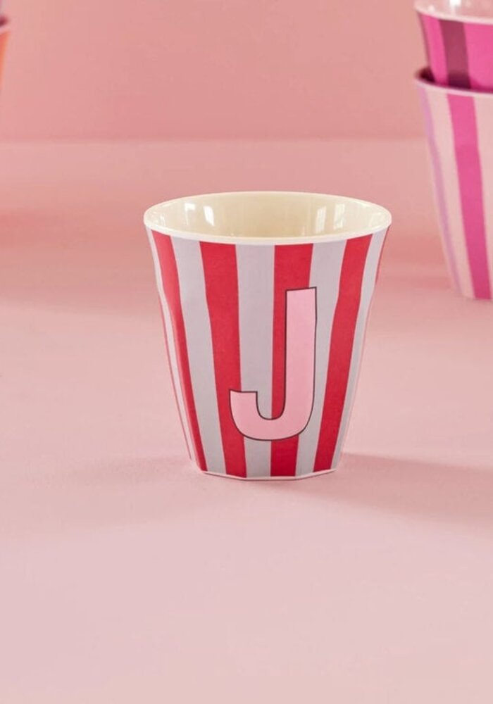 rice - J - Medium Beker - Pinkish Stripes - Multicolor