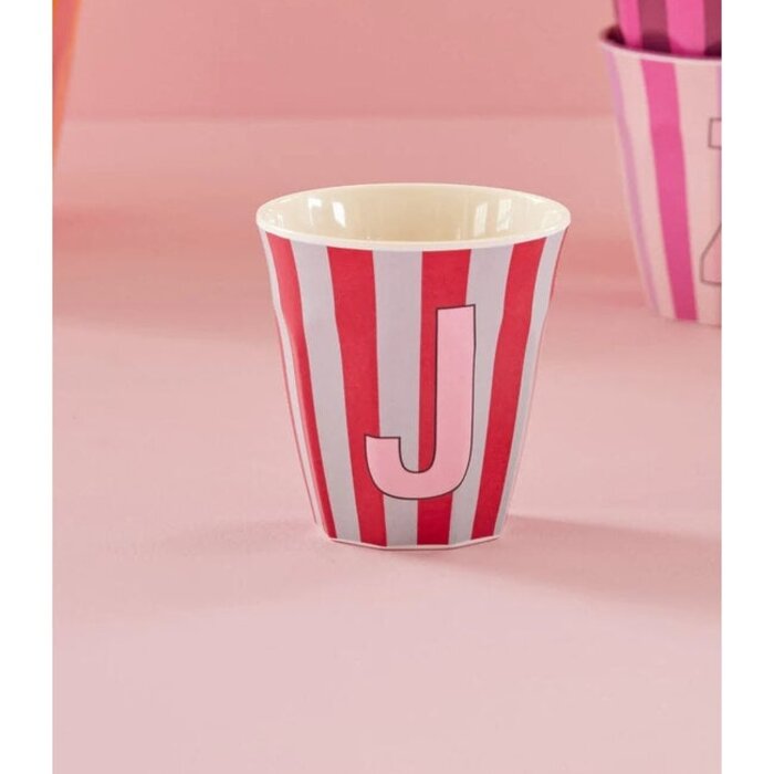 rice - J - Medium Beker - Pinkish Stripes - Multicolor