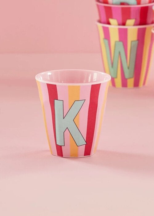 RICE K - Medium Beker - Pinkish Stripes - Multicolor - rice