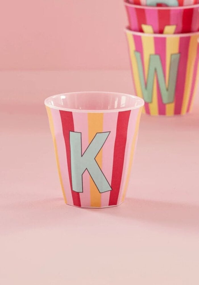rice - K - Medium Beker - Pinkish Stripes - Multicolor