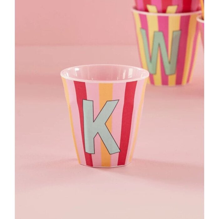 rice - K - Medium Beker - Pinkish Stripes - Multicolor