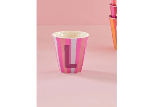 rice L - Medium Beker - Pinkish Stripes - Multicolor - rice