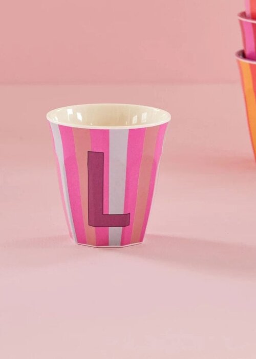 RICE L - Medium Beker - Pinkish Stripes - Multicolor - rice