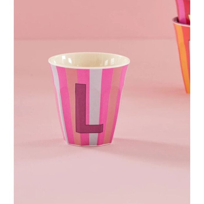 rice - L - Medium Beker - Pinkish Stripes - Multicolor