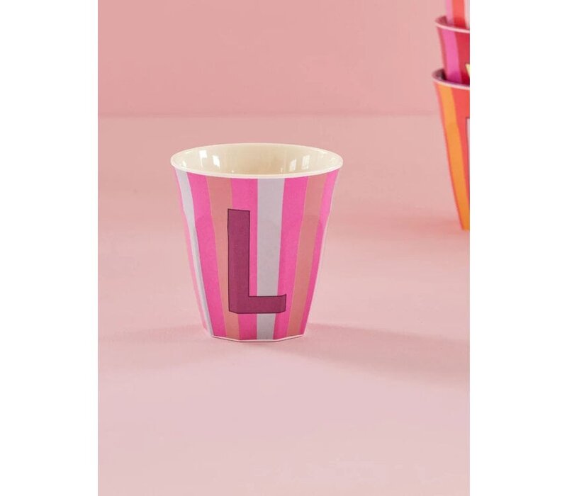 rice - L - Medium Beker - Pinkish Stripes - Multicolor