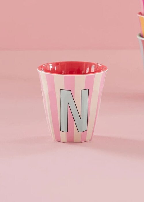 RICE N - Medium Beker - Pinkish Stripes - Multicolor - rice
