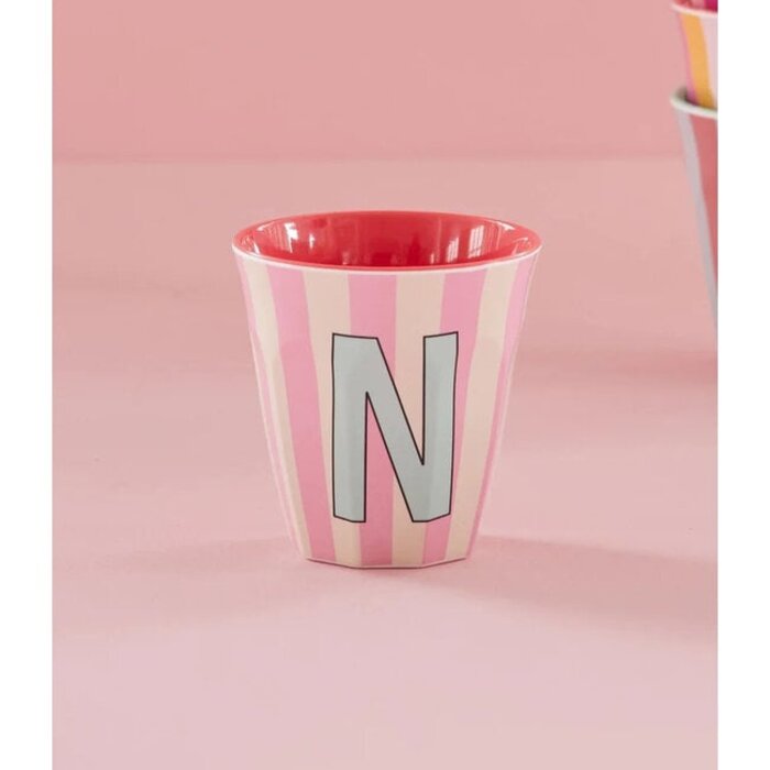 rice - N - Medium Beker - Pinkish Stripes - Multicolor