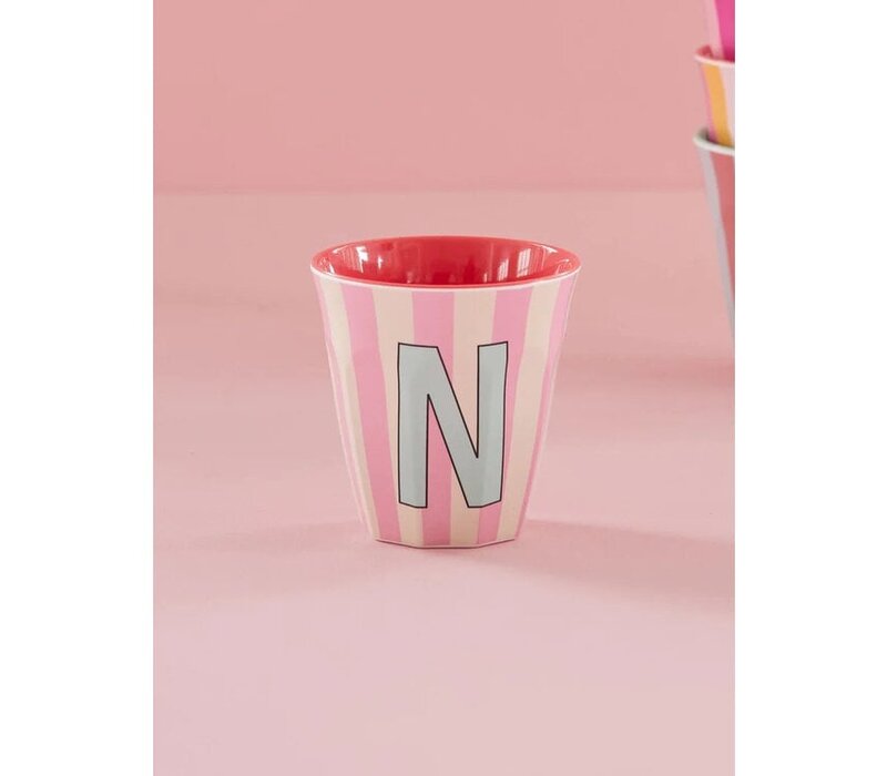rice - N - Medium Beker - Pinkish Stripes - Multicolor