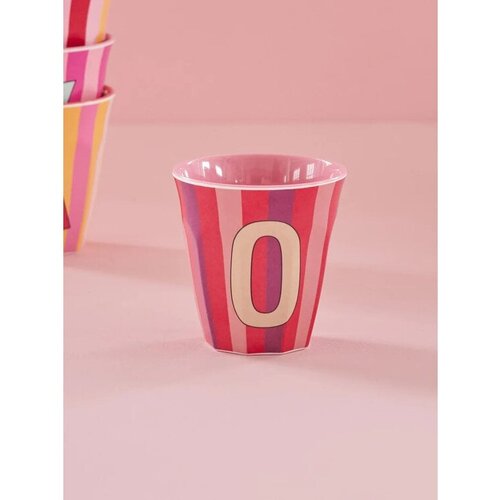 O - Medium Beker - Pinkish Stripes - Multicolor - rice 