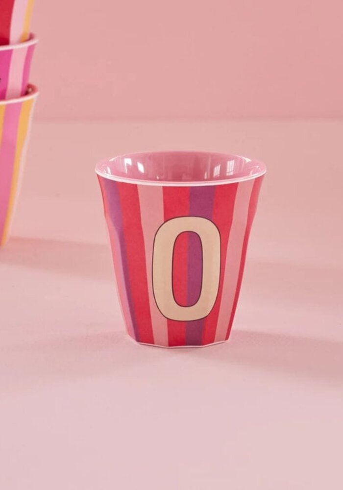 rice - O - Medium Beker - Pinkish Stripes - Multicolor