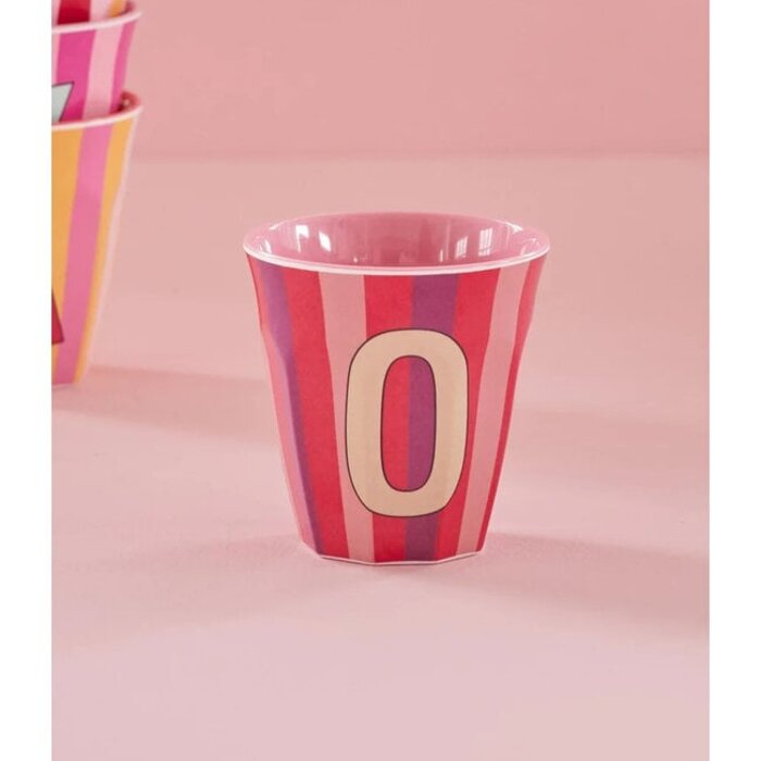 rice - O - Medium Beker - Pinkish Stripes - Multicolor