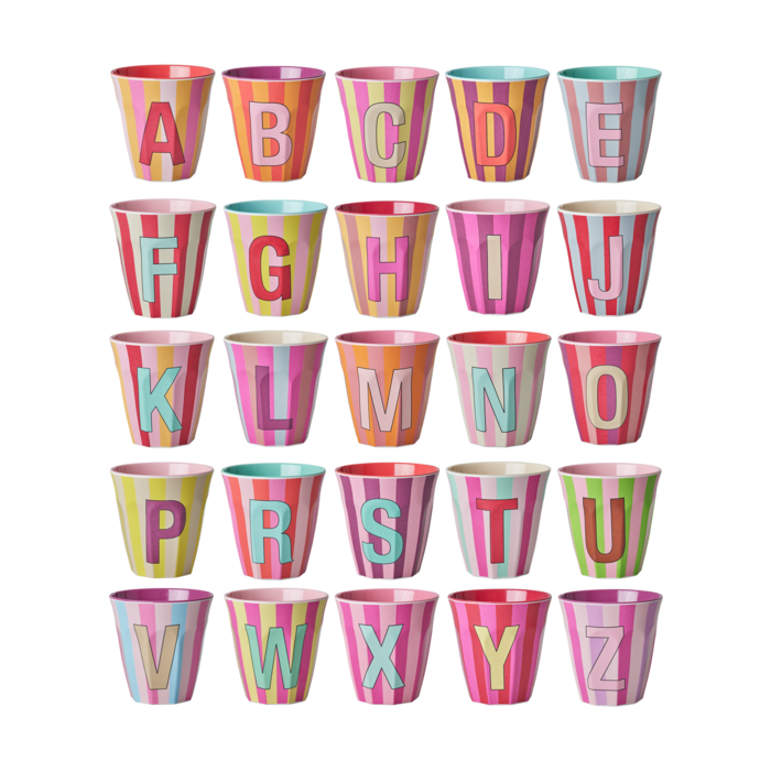 rice - P - Medium Beker - Pinkish Stripes - Multicolor