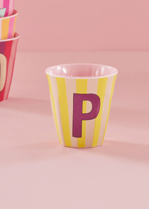 RICE P - Medium Beker - Pinkish Stripes - Multicolor - rice