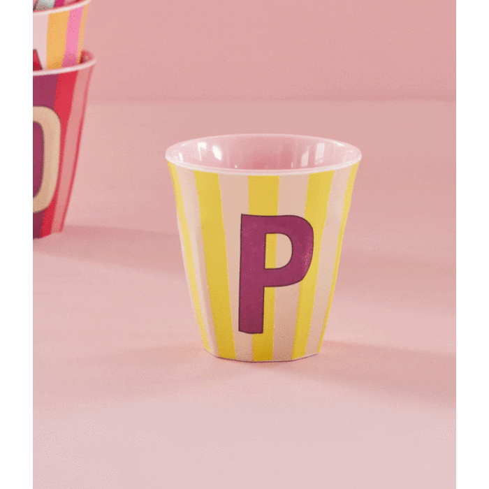 rice - P - Medium Beker - Pinkish Stripes - Multicolor