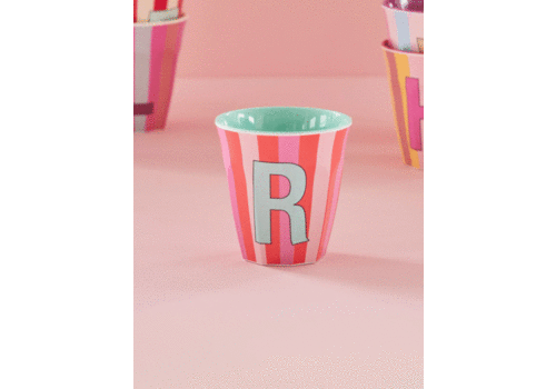 Rice R - Medium Beker - Pinkish Stripes - Multicolor - rice