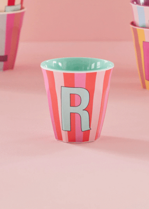 RICE R - Medium Beker - Pinkish Stripes - Multicolor - rice