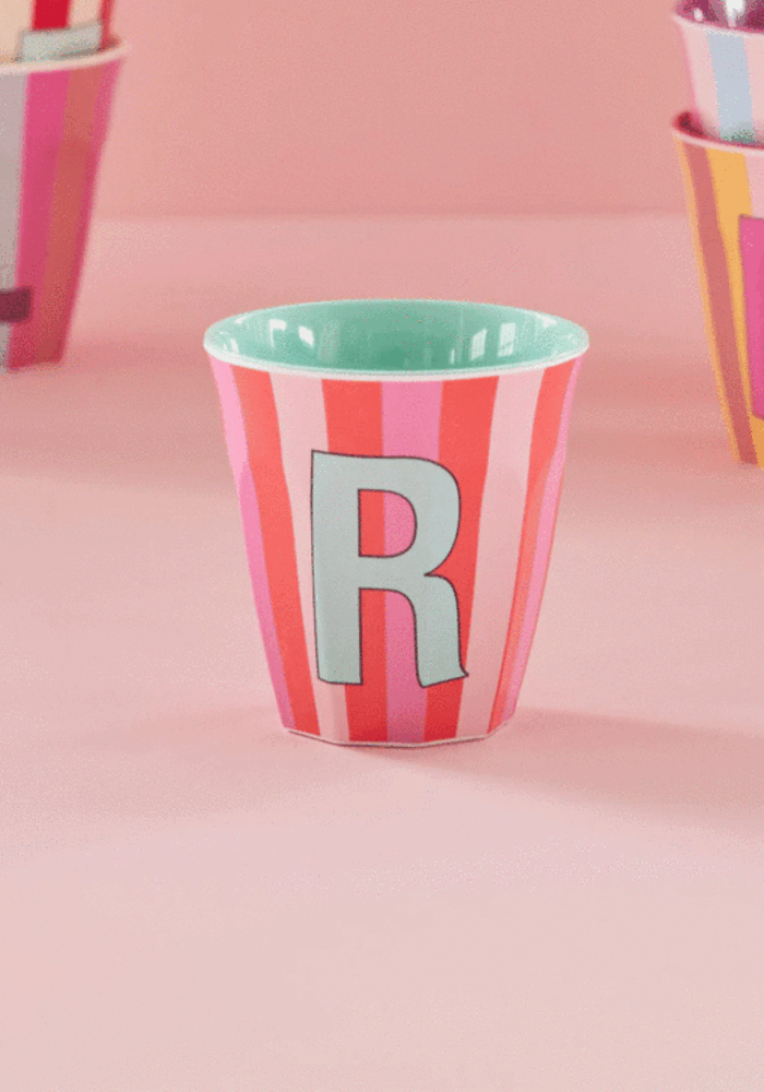 rice - R - Medium Beker - Pinkish Stripes - Multicolor