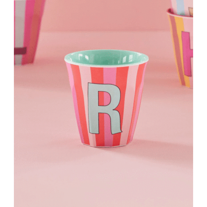 rice - R - Medium Beker - Pinkish Stripes - Multicolor