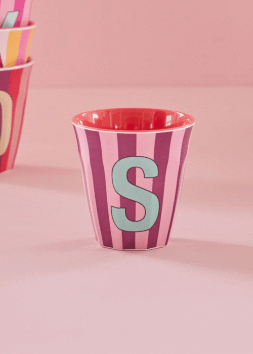 RICE S - Medium Beker - Pinkish Stripes - Multicolor - rice